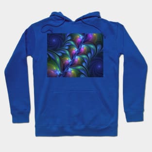 Colorful Luminous Abstract Blue Pink Green Fractal Hoodie